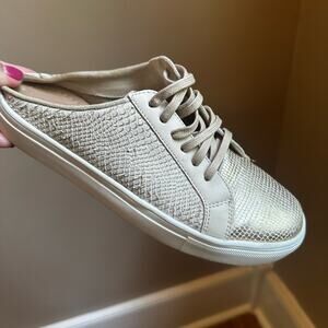 Kaanas Faro beige gold snake embossed slip on sneakers SIZE 7